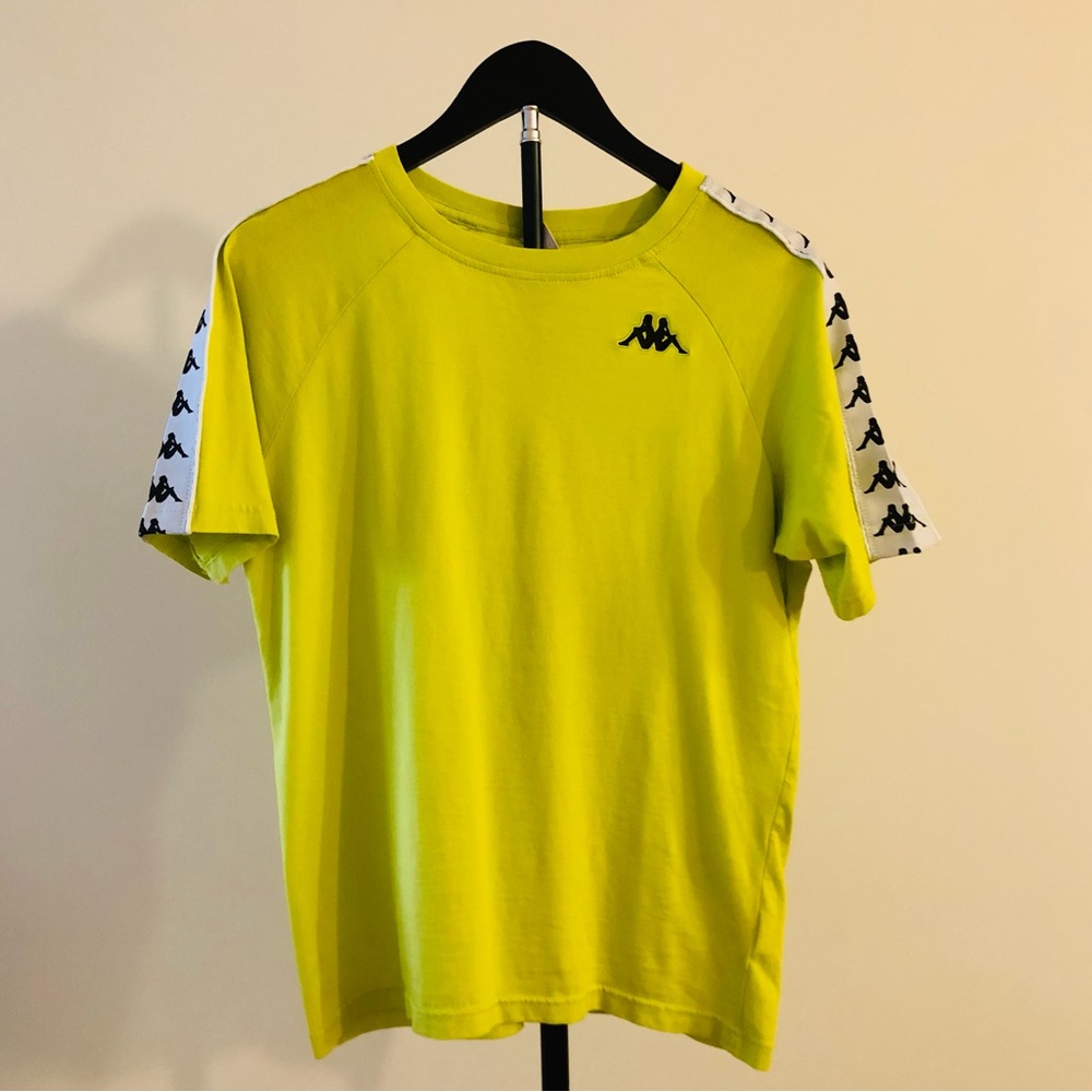 Kappa Crew Neck T-shirt Neon Green 100% Cotton Kappa Logo Size XS Pullover